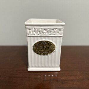 NWOT Vintage THL Ceramic Farmhouse Lattice Utensil Caddy